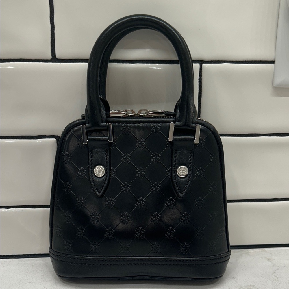 Brooks‎ Brothers Leather Elegant Black Handbag Preppy Minimalist Old Money - Picture 2 of 14